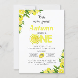 Lemon, lemons girl 1st first birthday invitation. invitation