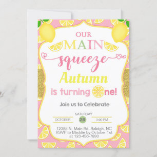 Lemon, lemons girl 1st first birthday invitation. invitation