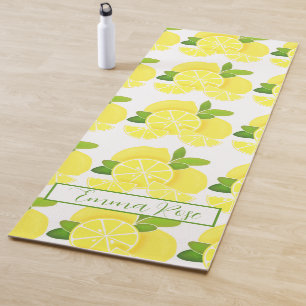 Lemon lemons lemon slices tropical personalize yoga mat