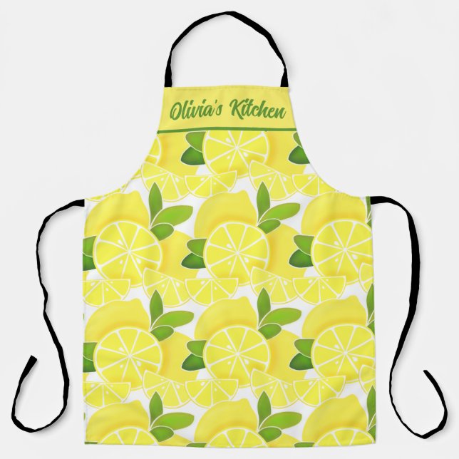 Lemon lemons lemon slices tropical yellow fruit  apron (Front)