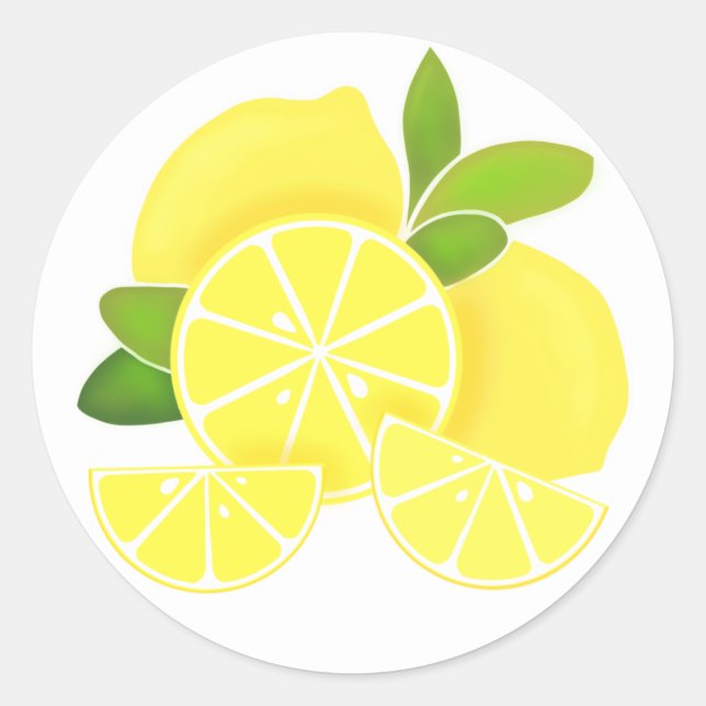 Lemon lemons lemon slices tropical yellow fruit  classic round sticker (Front)