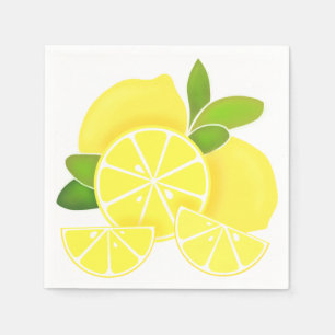 Lemon lemons lemon slices tropical yellow fruit  napkin