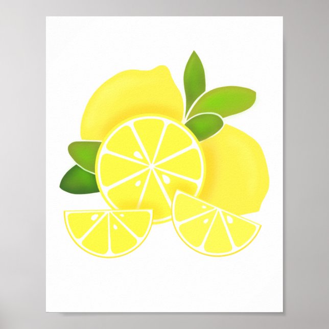 Lemon lemons lemon slices tropical yellow fruit  poster (Front)
