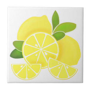 Lemon lemons lemon slices tropical yellow fruit  tile