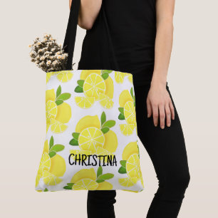 Lemon lemons lemon slices tropical yellow fruit  tote bag
