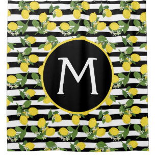 Lemon Lemons Yellow Black Stripes Bath