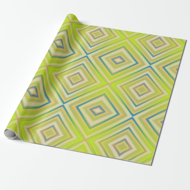 Lemon Lime Alternative Diamond Pattern Wrapping Paper (Unrolled)