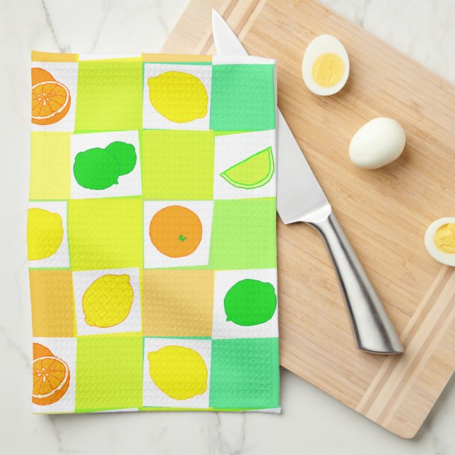 Lemon, Lime and Oranges Citrus Fruit Slices Kitchen Towel (Quarter Fold)