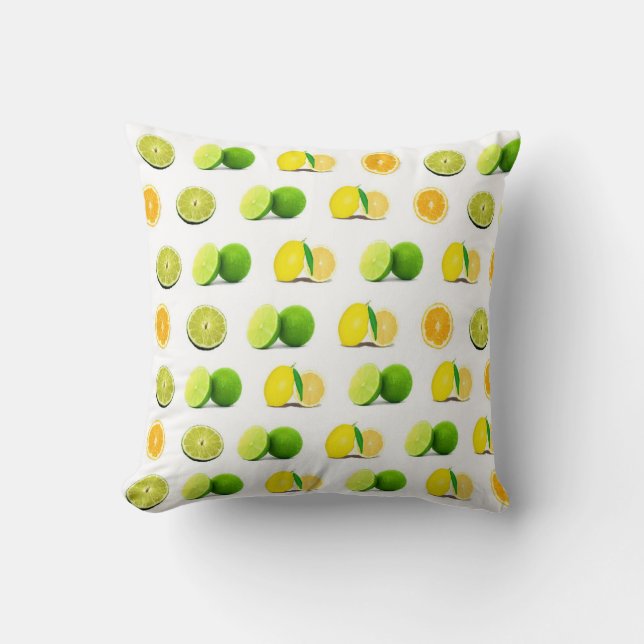 Lemon, Lime and Oranges Home Decor Throw Pillow (Front)