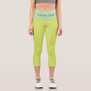 “LEMON-LIME” BY JEANIE DEE, PERSONALIZE HIGH-WAIST CAPRI LEGGINGS