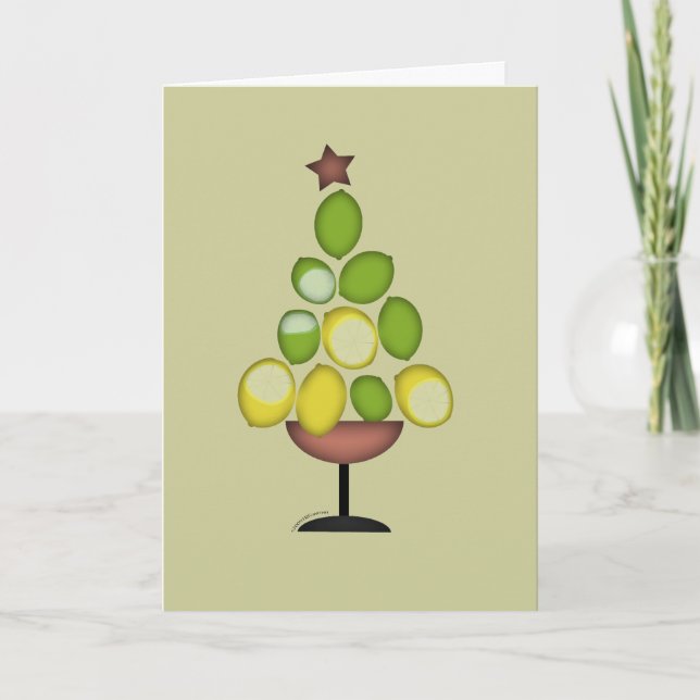 lemon lime Christmas tree with star/martini glass Holiday Card (Front)