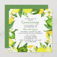 Lemon Lime Citrus Blossom Watercolor Quinceañera