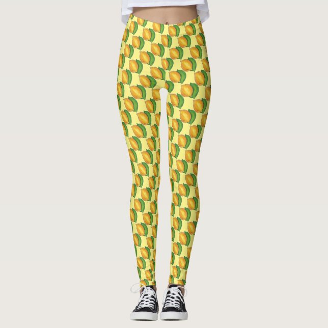 Lemon Lime Citrus Fruit Fruity Lemons n' Limes Leggings (Front)