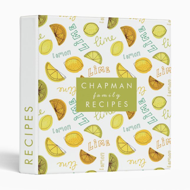 Lemon & Lime Citrus Fruit Pattern Binder (Front/Spine)