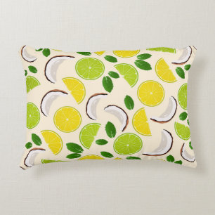 Lemon lime coconut and mint happy cheerful pattern accent pillow