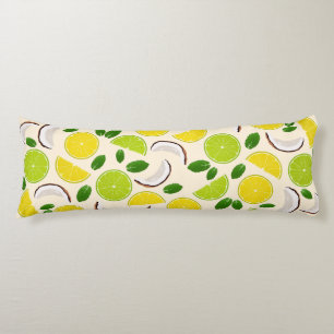 Lemon lime coconut and mint happy cheerful pattern body pillow