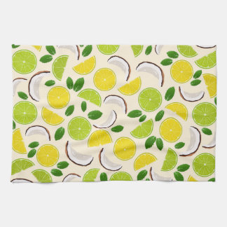 Lemon lime coconut and mint happy cheerful pattern kitchen towel