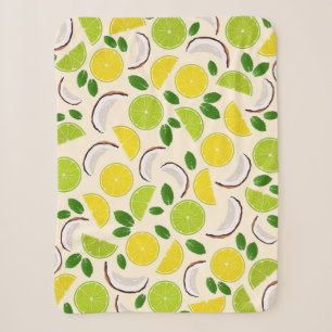 Lemon lime coconut and mint happy cheerful pattern sherpa blanket
