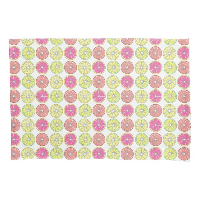 Lemon Lime Grapefruit Orange Citrus Fruit Slices Pillowcase (Front)