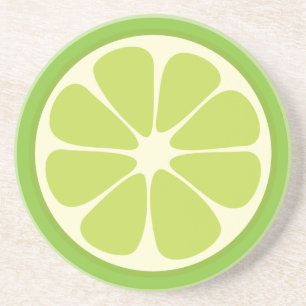 Lemon Lime Green Juicy Summer Citrus Fruit Slice Coaster