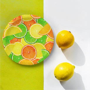 Lemon Lime Orange Paper Plate