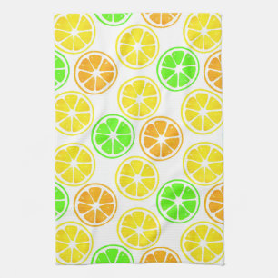 Lemon Lime Orange Slices Pattern Kitchen Towel
