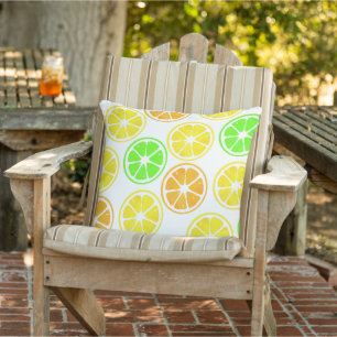 Lemon Lime Orange Slices Pattern   Outdoor Pillow