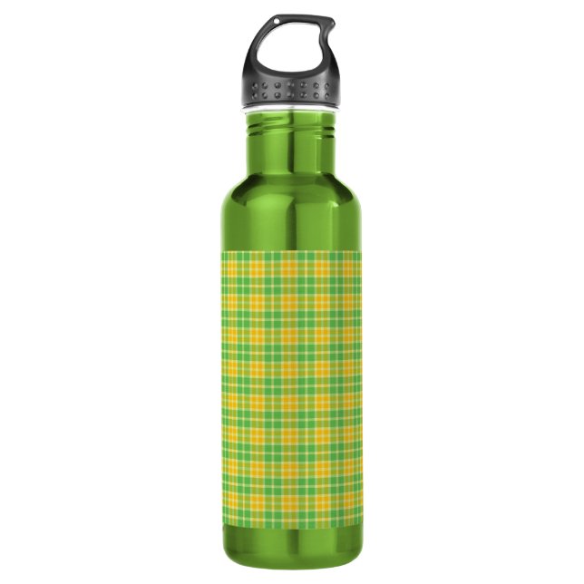 Lemon-Lime Plaid Customizable 710 Ml Water Bottle (Front)