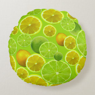 Lemon & Lime Round Pillow