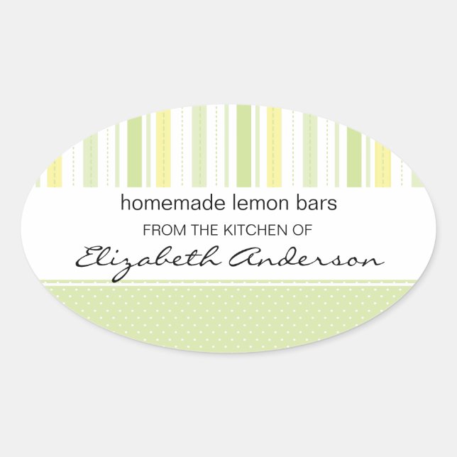 Lemon Lime Stripes Kitchen Label Baking Sticker (Front)