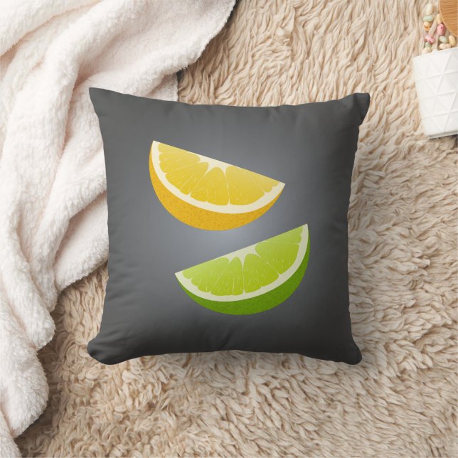 Lemon & Lime Throw Pillow – Modern Citrus Accent (Blanket)