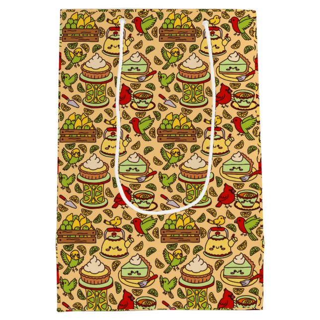 Lemon & Lime Twitter pattern Medium Gift Bag (Back)