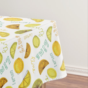Lemon & Lime Zesty Fruit Pattern Short Tablecloth
