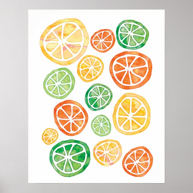 Lemon Limes and Oranges watercolor poster (Front)