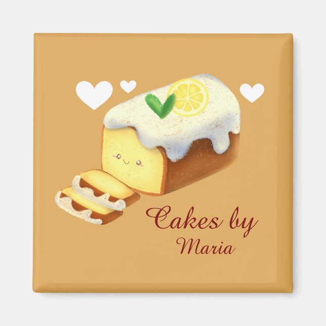 Lemon Loaf Cake Bread With Icing Magnet (Front)