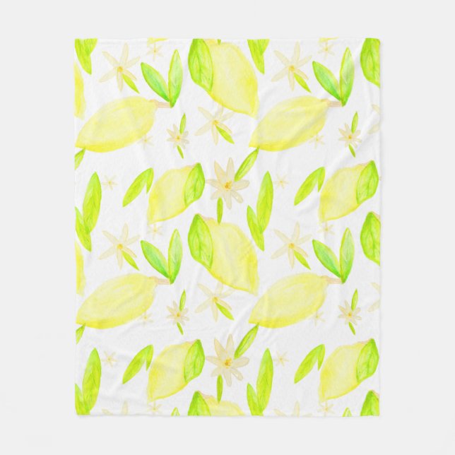 Lemon Lovely Botanical Medium Sized Fleece Blanket (Front)
