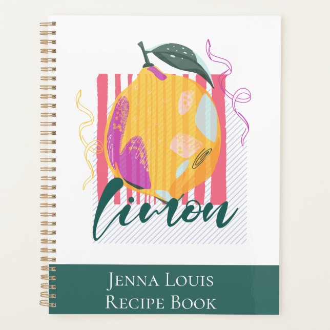 Lemon Lunch Dinner  Recipe Name Planner (Front)