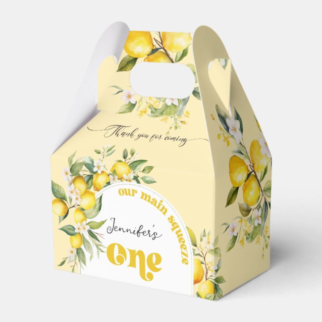 Lemon Main squeeze 1st birthday party Favor Box (Front Side)