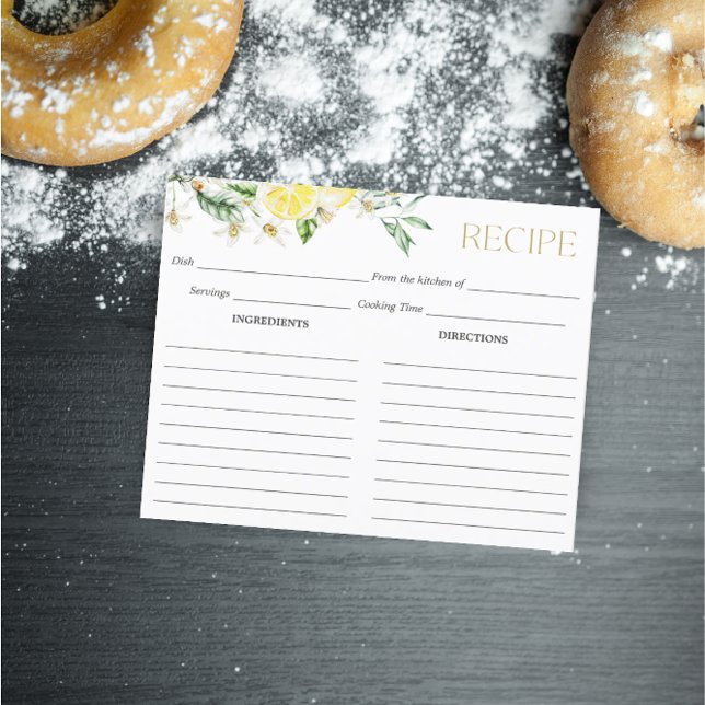 Lemon Main Squeeze Bridal Shower Recipe Card (Creator Uploaded)