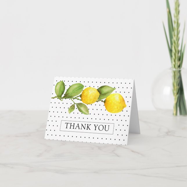 Lemon Main Squeeze Bridal Shower Thank You Note Card (Front)