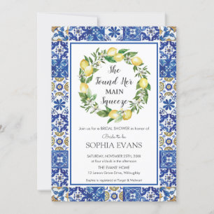 Lemon Main Squeeze Mediterranean Bridal Shower Inv Invitation
