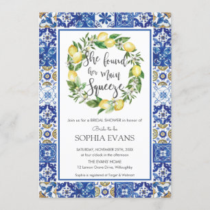 Lemon Main Squeeze Mediterranean Bridal Shower Invitation