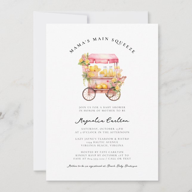 Lemon Mama's Main Squeeze Baby Shower Invitation (Front)