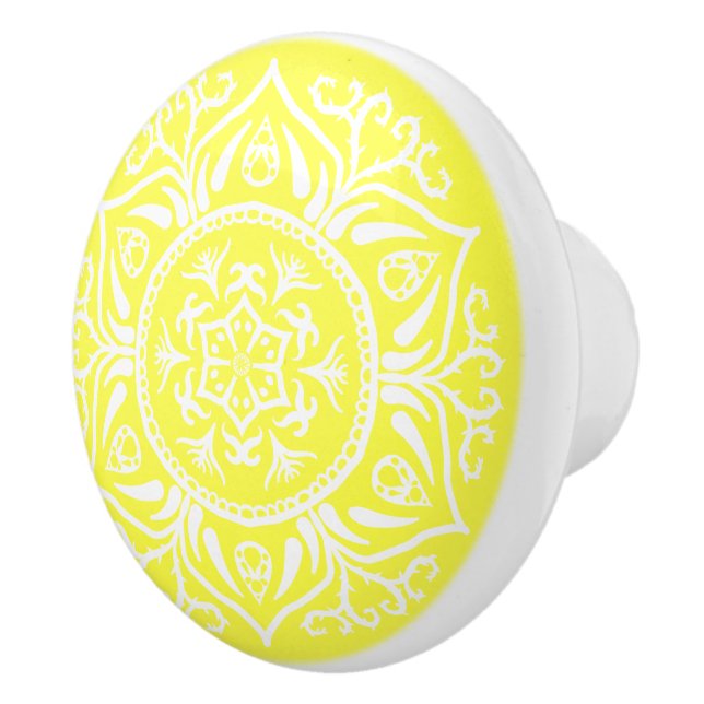 Lemon Mandala Ceramic Knob (Right)