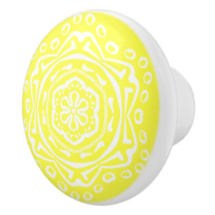 Lemon Mandala Ceramic Knob