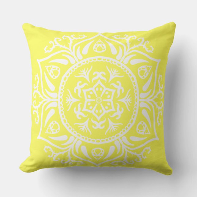 Lemon Mandala Outdoor Pillow (Front)