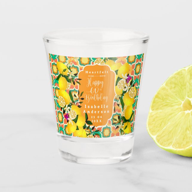 Lemon Mediterranean 60th Orange Shot Glass (Front)