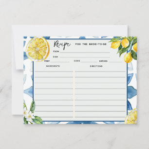 Lemon Mediterranean Blue Tile   Recipe Cards 