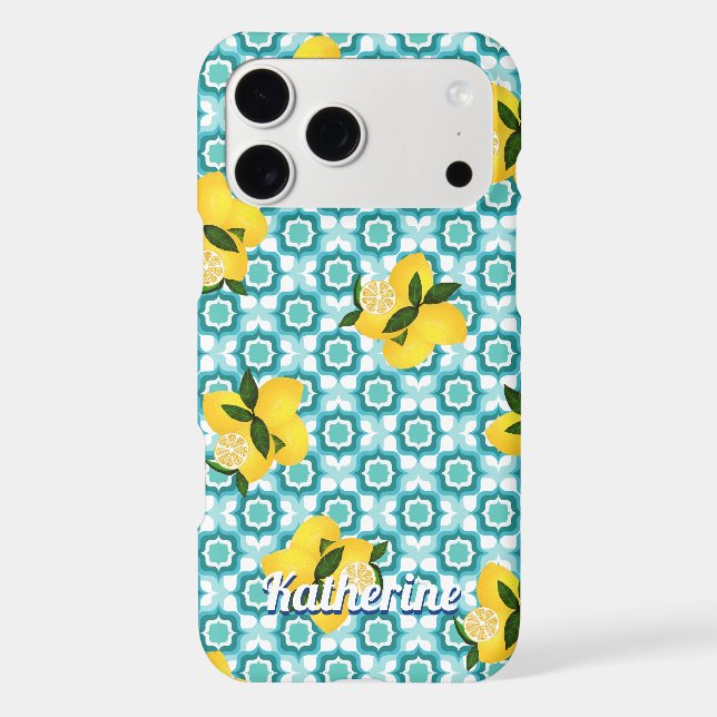 Lemon Mediterranean Blue White  iPhone Case (Back)