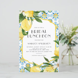 Lemon Mediterranean Bridal Luncheon Invitatation